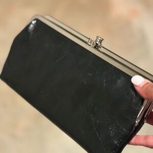 Black Patent Frame Clutch Handbag